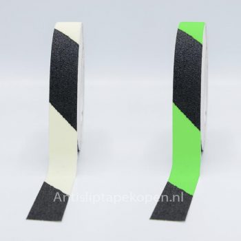 anti slip tape glow in dark zwart-wit 25 mm